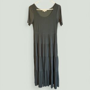 Bohme Sage Green Tiered Midi Maxi Dress Size S